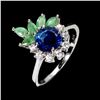 Image 2 : Emerald and Big Blue Sapphire Ring in 14k White Gold-Plated 925 Sterling Silver â€[x=#8220/
