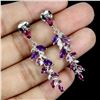 Image 2 : Marquise Cut Amethyst and Rhodolite Garnet earrings in 14k White Gold-Plated 925 Sterling Silver