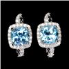 Image 1 : Sky Blue Topaz and Black Spinel Earrings in 14k White Gold-Plated 925 Sterling Silver