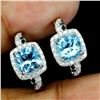Image 2 : Sky Blue Topaz and Black Spinel Earrings in 14k White Gold-Plated 925 Sterling Silver