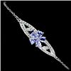 Image 1 : Pear Cut Tanzanite bracelet in 14k White Gold-Plated 925 Sterling Silver â€“ 8 inc