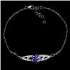 Image 2 : Pear Cut Tanzanite bracelet in 14k White Gold-Plated 925 Sterling Silver â€“ 8 inc