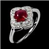 Image 2 : Cushion Cut Ruby Ring in 14k White Gold-Plated 925 Sterling Silver â€“ Size 8.5