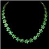 Image 1 : Gorgeous Oval Cut Emerald Flower Necklace in 14k Yellow Gold-Plated 925 Sterling Silver - 19 inches