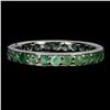 Image 2 : Round Cut Emerald Ring in 14k White Gold-Plated 925 Sterling Silver - Size 6