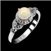 Image 2 : Beautiful Round High Play of Colour Opal in 14k White Gold-Plated 925 Sterling Silver