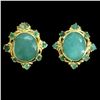Image 1 : Superb Big Emerald Earrings in 14k Yellow Gold-Plated 925 Sterling Silver