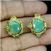Image 2 : Superb Big Emerald Earrings in 14k Yellow Gold-Plated 925 Sterling Silver