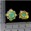 Image 3 : Superb Big Emerald Earrings in 14k Yellow Gold-Plated 925 Sterling Silver