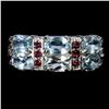 Image 1 : Sky Blue Topaz and Rhodolite Garnet Ring in 14k White Gold-Plated 925 Sterling Silver - Size 9