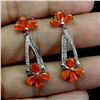 Image 2 : Pear Cut Orange Fire Opal Earrings in 14k White Gold-Plated 925 Sterling Silver