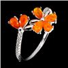 Image 2 : Pear Cut Orange Fire Opal Ring in 14k White Gold-Plated 925 Sterling Silver - Size 10.5