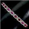 Image 2 : Octagon Cut Ruby Bracelet n 14k White Gold-Plated 925 Sterling Silver - 8 inches long