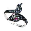Image 2 : Full Sapphire Cobra Ring in 2-Tone Black Rhodium and White 14k Gold-Plated 925 Sterling Silver - Siz