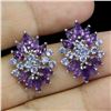 Image 2 : Superb Marquise Cut Tanzanite Earrings in 14k White Gold-Plated 925 Sterling Silver