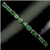 Image 2 : Emerald Bracelet in 14k White Gold-Plated 925 Sterling Silver - 6.5 inches long