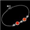 Image 2 : Orange Fire Opal Bracelet in 14k White Gold-Plated 925 Sterling Silver - 7 inches long