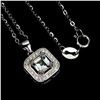 Image 2 : Square Cut Aquamarine Necklace in 14k White Gold-Plated 925 Sterling Silver - 18 inches long