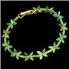 Image 1 : Gorgeous Marquiase Cut Emerald Flower Bracelet in 14k Yellow Gold-Plated 925 Sterling Silver - 7.5 i