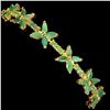 Image 2 : Gorgeous Marquiase Cut Emerald Flower Bracelet in 14k Yellow Gold-Plated 925 Sterling Silver - 7.5 i