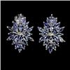 Image 1 : Beautiful Tanzanite Earrings in 14k White Gold-Plated 925 Sterling Silver