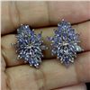 Image 2 : Beautiful Tanzanite Earrings in 14k White Gold-Plated 925 Sterling Silver