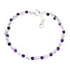 Image 1 : Amethyst Bracelet in 14k White Gold-Plated 925 Sterling Silver - 7 inches long
