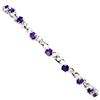 Image 2 : Amethyst Bracelet in 14k White Gold-Plated 925 Sterling Silver - 7 inches long