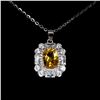Image 1 : Antique 8x6 mm Citrine Necklace in 14k White Gold-Plated 925 Sterling Silver - 18 inches long