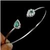 Image 1 : Emerald Bangle in 14k White Gold-Plated 925 Sterling Silver - 6.5 inches long