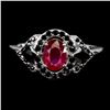 Image 1 : Exceptional Oval Ruby and Black Spinel Ring in 14k White Gold-Plated 925 Sterling Silver - Size 8