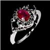 Image 2 : Exceptional Oval Ruby and Black Spinel Ring in 14k White Gold-Plated 925 Sterling Silver - Size 8