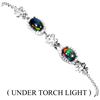 Image 1 : Oval Cabochon Black opal Bracelet in 14k White Gold-Plated 925 Sterling Silver - 8 inches long