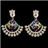 Image 1 : Multiple Gemstones (Citrine, Amethyst, Peridot, Rhodolite Garnet, Sky Blue Topaz) Earrings in 14k Wh