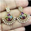 Image 2 : Multiple Gemstones (Citrine, Amethyst, Peridot, Rhodolite Garnet, Sky Blue Topaz) Earrings in 14k Wh