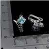 Image 3 : Sky Blue Topaz and Black Spinel Earrings in 14k White Gold-Plated 925 Sterling Silver