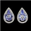 Image 1 : Marquise Cut Tanzanite Earrings in 14k White Gold-Plated 925 Sterling Silver