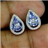 Image 2 : Marquise Cut Tanzanite Earrings in 14k White Gold-Plated 925 Sterling Silver