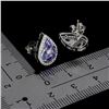 Image 3 : Marquise Cut Tanzanite Earrings in 14k White Gold-Plated 925 Sterling Silver
