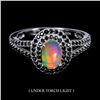 Image 1 : Amazing High Play Of Colour Opal and Black Spinel Ring in 14k White Gold-Plated 925 Sterling Silver