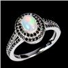 Image 2 : Amazing High Play Of Colour Opal and Black Spinel Ring in 14k White Gold-Plated 925 Sterling Silver