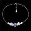 Image 2 : Very Cute Oval Tanzanite Bracelet in 14k White Gold-Plated 925 Sterling Silver - 7 inches long