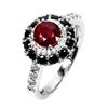 Image 2 : Select Ruby and Black Spinel Ring in 14k White Gold-Plated 925 Sterling Silver -Size 9