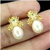 Image 2 : 8x6 mm Drop Pearl Earrings in 14k White Gold-Plated 925 Sterling Silver