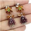 Image 2 : Precious Black Opal and Citrine Earrings in 14k White Gold-Plated 925 Sterling Silver