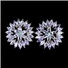 Image 1 : Marquise Cut Tanzanite Earrings in 14k White Gold-Plated 925 Sterling Silver