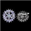 Image 3 : Marquise Cut Tanzanite Earrings in 14k White Gold-Plated 925 Sterling Silver