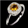 Image 2 : Round Cut Citrine Ring in 14k White Gold-Plated 925 Sterling Silver - Size 8