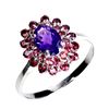 Image 2 : Amethyst and Rhodolite Garnet Ring in 14k White Gold-Plated 925 Sterling Silver - Size 8
