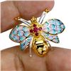 Image 2 : Cute High Price Myanmar Ruby and Enamel Butterfly Brooch in 14k 2 Tone (White and Yellow) Gold-Plate